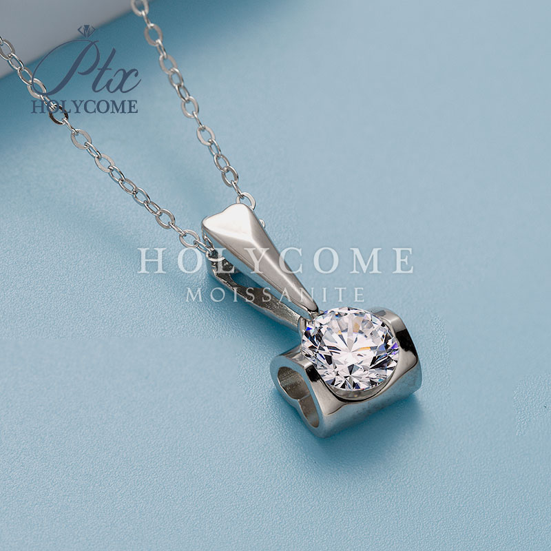 Angel Kiss Design Moissanite Pendant D VVS Diamond Factory Price 1CT Silver 925 Round Brilliant Cut Woman Pendant Moissanite Necklace for Women