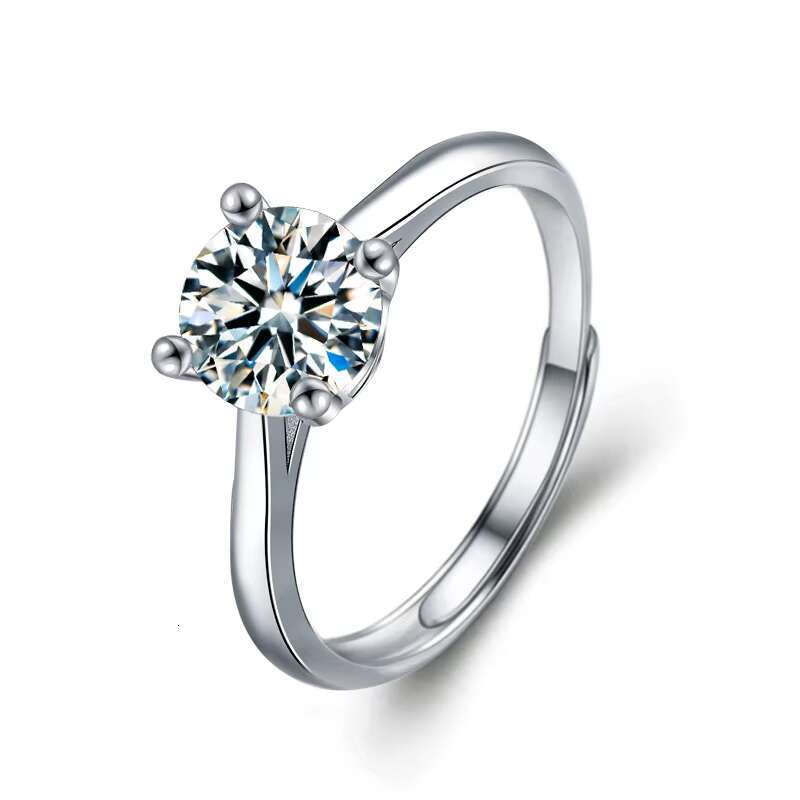 Custom 925 Silver Wedding Ring with Moissanite Diamond Stone Gemstone Jewelry Trendy Style for Anniversary