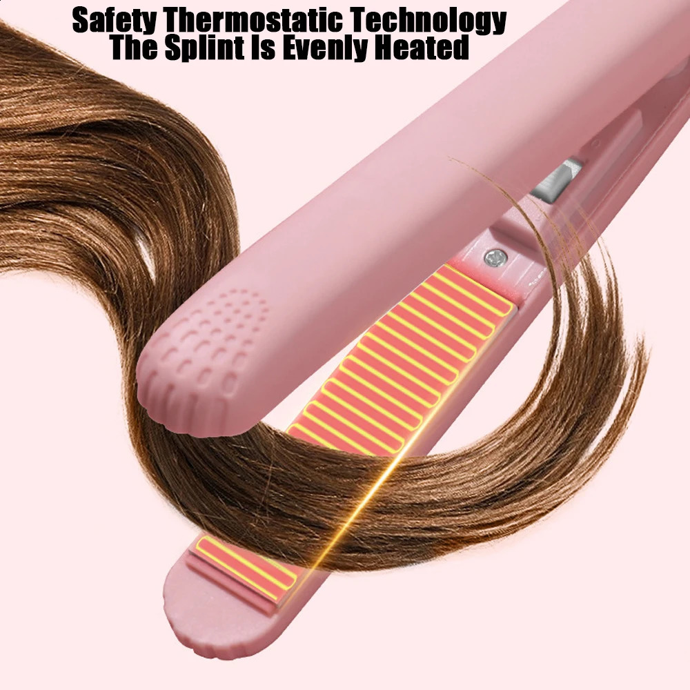 Pink Ceramic Flat Iron Hair Straightener For Smooth Finish Ceramic Floating Plates Quick Heat Up Pro Salon Curler Hair Wand 250529