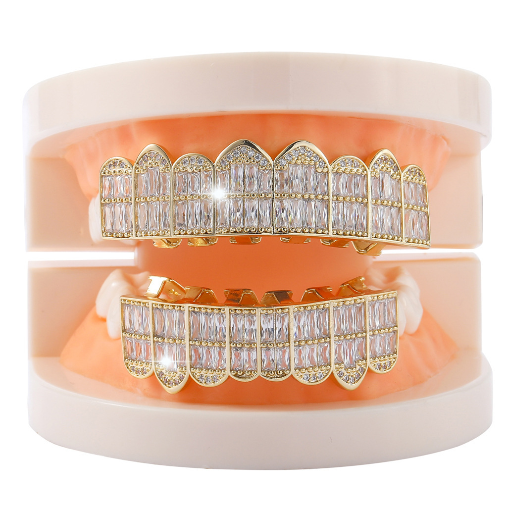 Hip hop micro inlaid Moissanite 8 teeth braces moissanite