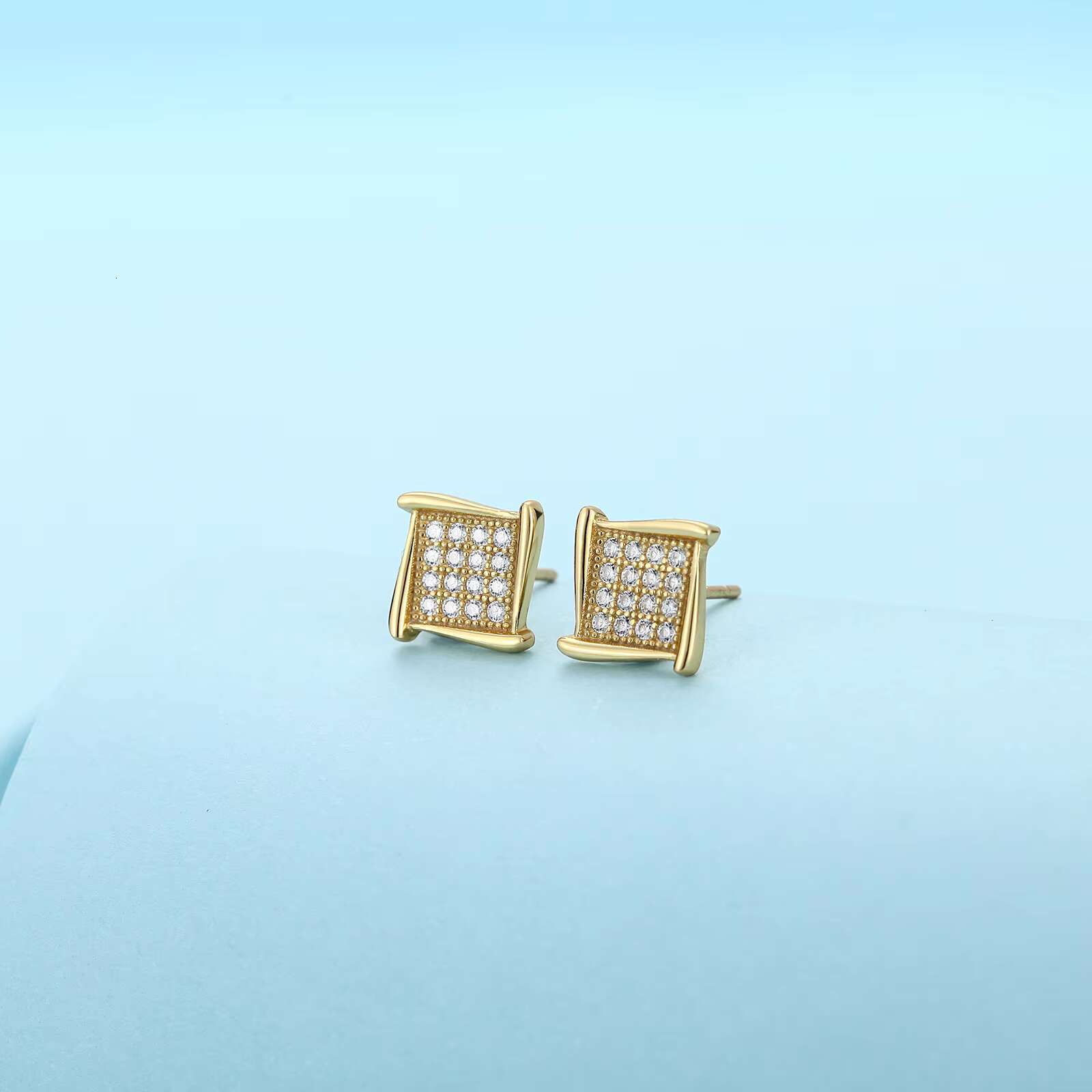 Luxury Hip Hop Square GRA Moissanite VVS 18K Gold Plated 925 Sterling Silver Men and Women Earrings Jewelry Wholesale