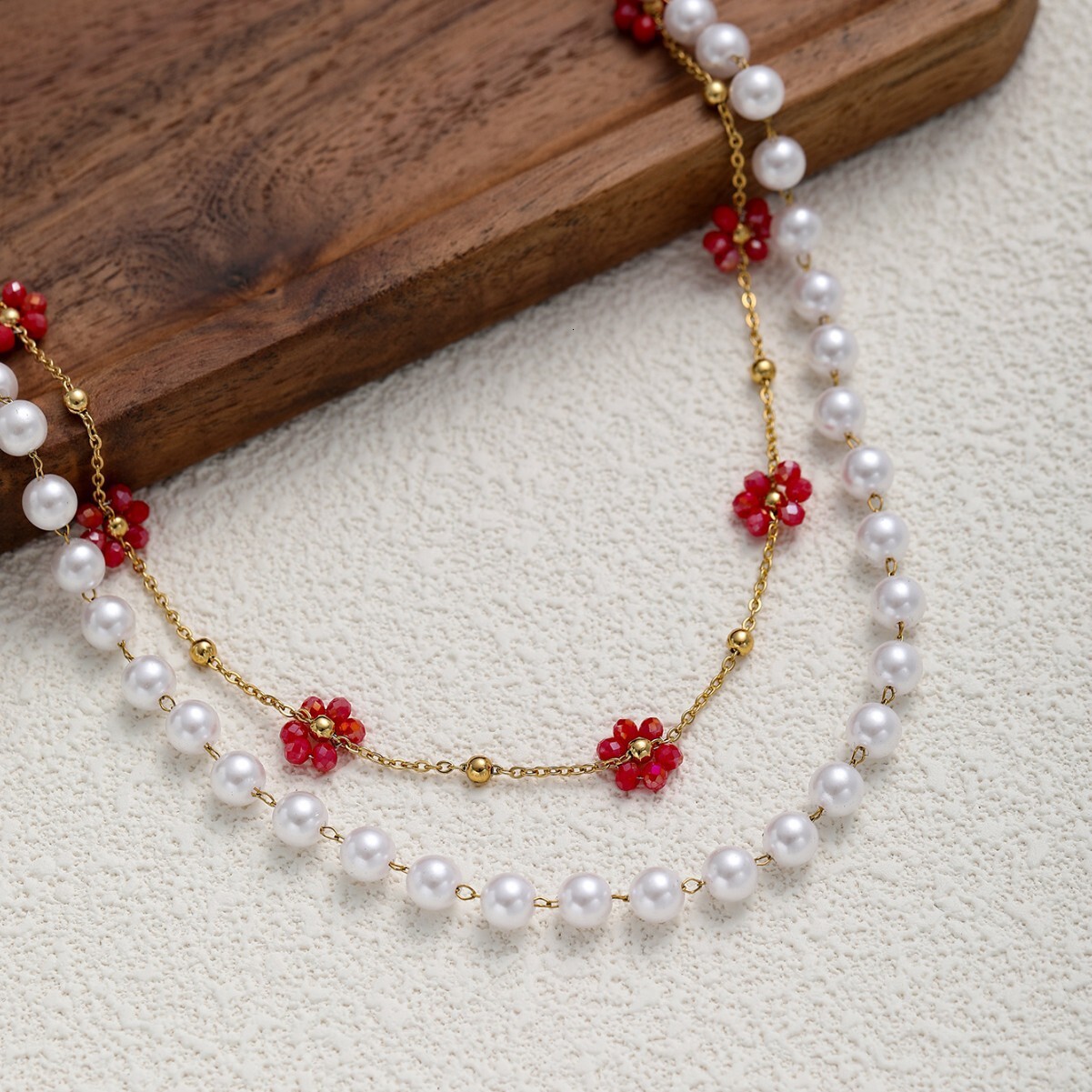Strawberry Pearl Necklace for Women, Hip-Hop Simple Fruit Collarbone Chain Accessory