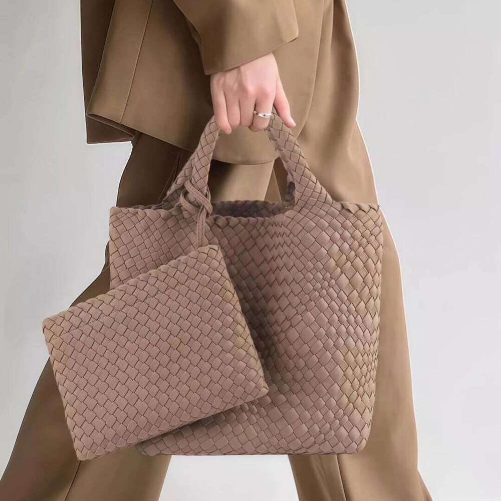 OLOEY Woven + Purse Neoprene Tote Handbag Fashion Large Shoulder Top-Handle Travel Underarm Shopper Bag for Women