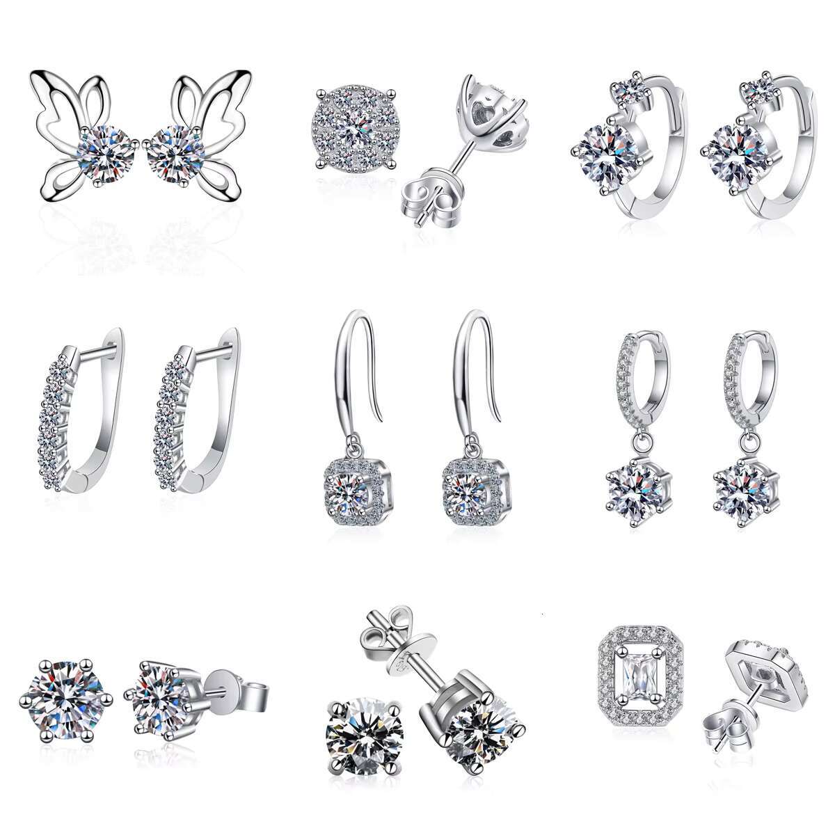 Hot Sale Diamond Tester Vvs 925 Sterling Silver Snowflake Round Cut Moissanite Earrings Women Wedding Jewelry 0.5ct
