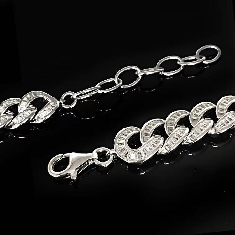 Hip hop Sier Jewelry Iced Cuban Chain Necklace