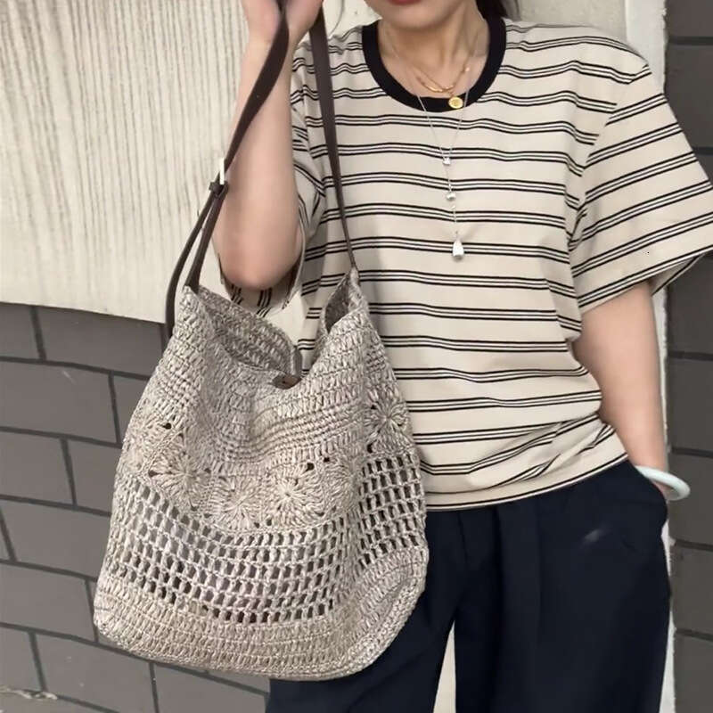 Straw Beach Tote Straw For Women Large Capacity Ethnic Style Shoulder Bag Summer Beach Vacation Woven Tote Bag Crossbody Bag