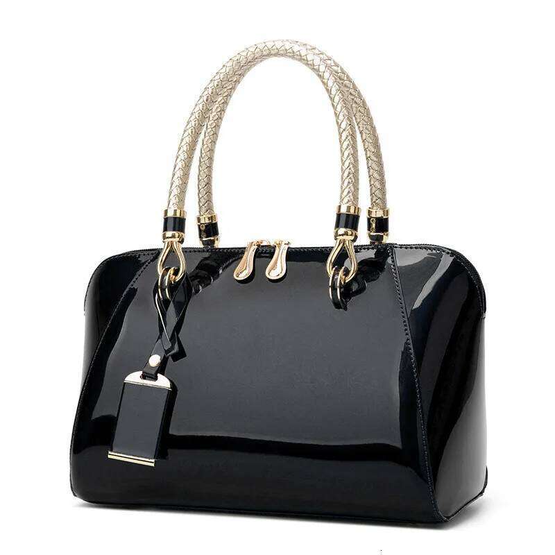 2024 Fashion New Blue Red Black Beige Pink Bags for Women Sac De Luxe Femme Designer Handbag Shiny Leather Boston Bag