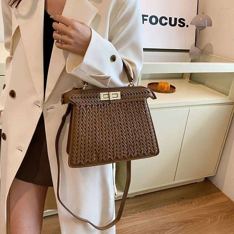 Classic Elegant Leather Tote Bag For Women Brand Designer Handbags Stylish Crossbody Shoulder Purse
