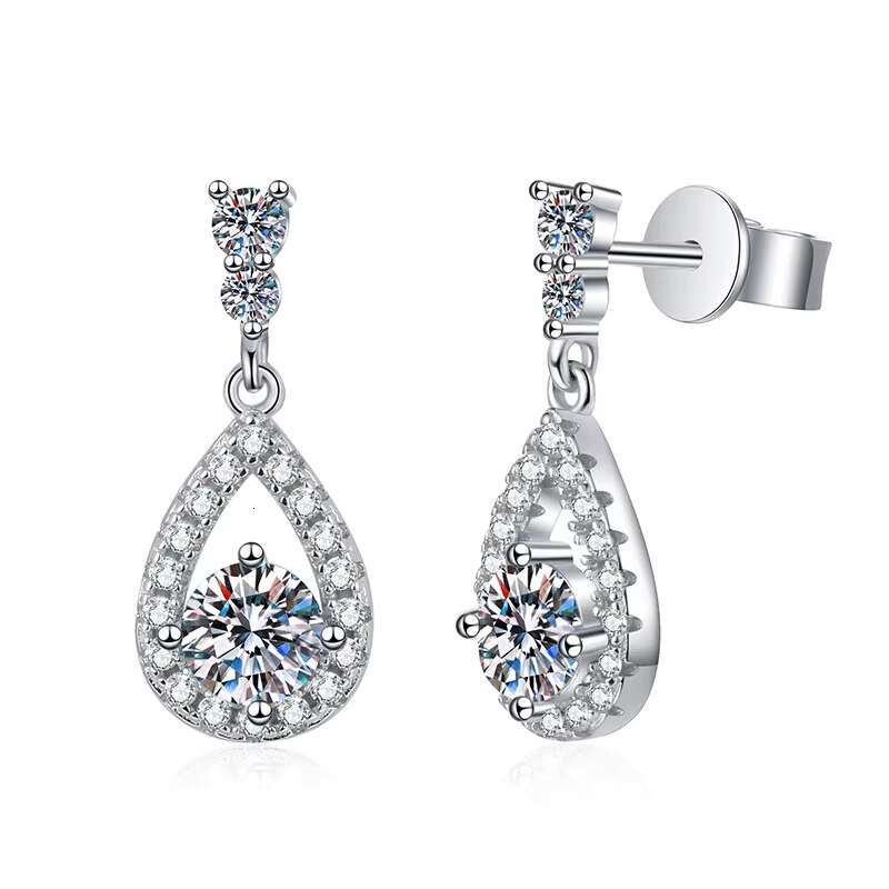 Luxury 925 Sterling Silver Moissanite Earrings Drop Pear Earrings 0.5ct D Color Moissanite Earrings for Women