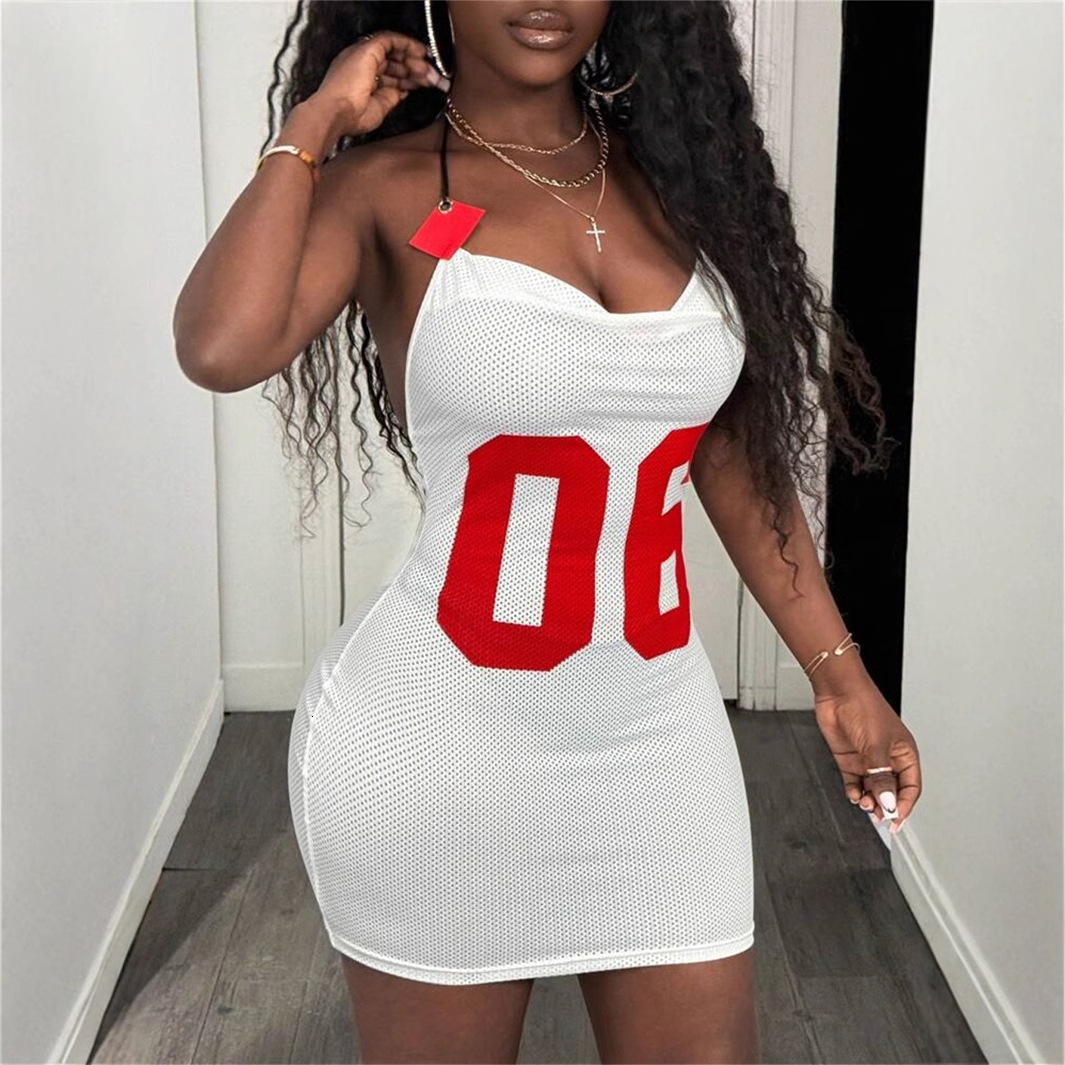 Designer T Shirt New European American Women S Fashion Sexy Fashion Personality Mesh Fabric Printed Strap Leather Tube Top Backless Dress Essentials S
