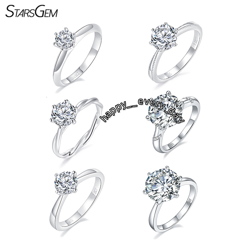 Moissanite Engagement Women Ring 925 Sterling Silver Plated White Gold 1CT DEF VVS Moissanite Rings