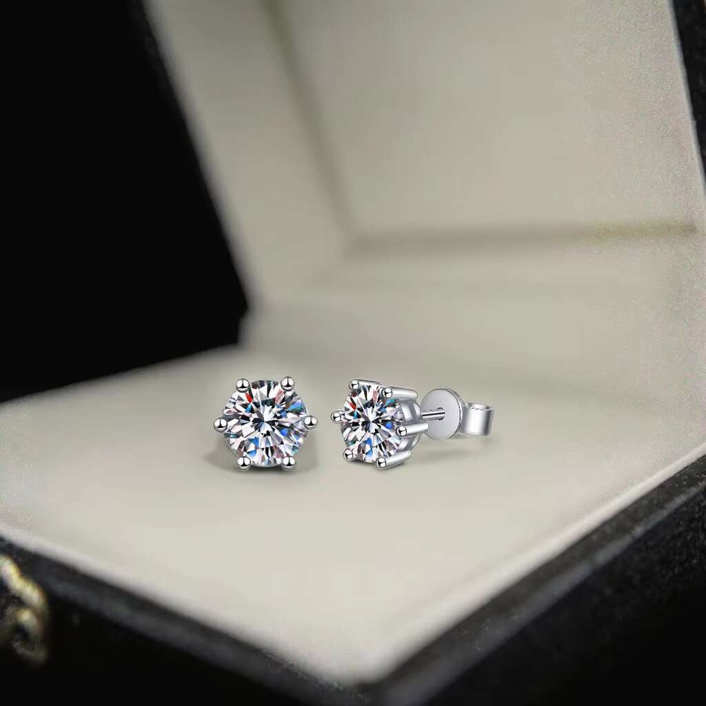 Wholesale Price Flower Moissanite Earrings Men Hiphop 925 Sterling Silver Stud Earrings with GRA Certificate for Women