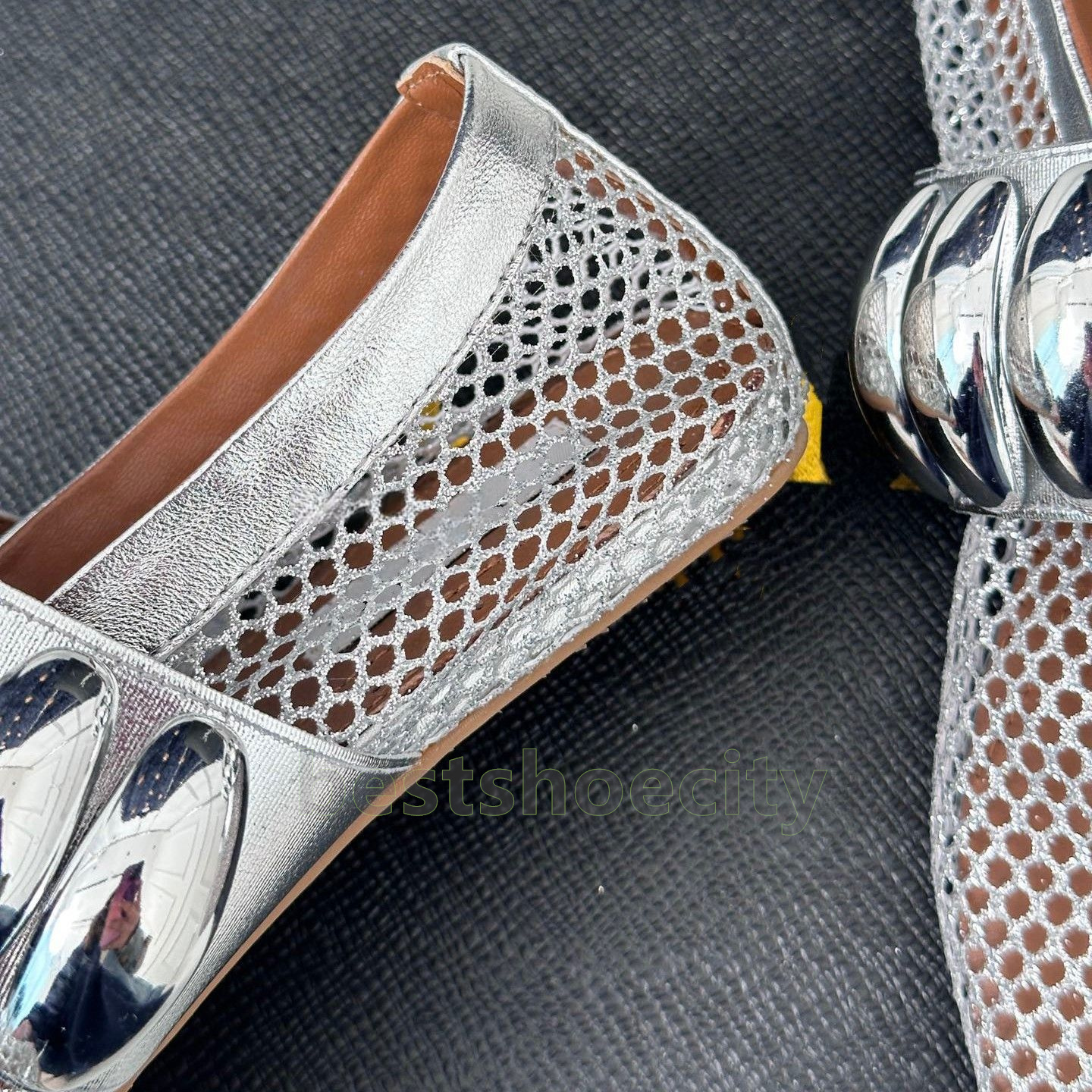 summer ballet flats heels womens loafers hollow mesh sandals breathable light retro metal buckle strap women mary jane shoes size 35-41