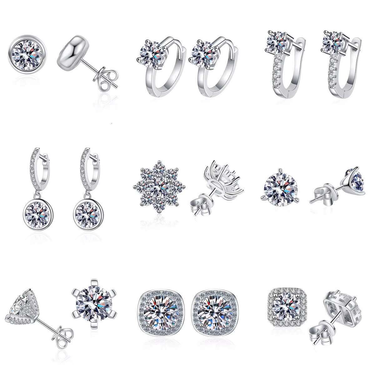 Hot Sale Diamond Tester Vvs 925 Sterling Silver Snowflake Round Cut Moissanite Earrings Women Wedding Jewelry 0.5ct