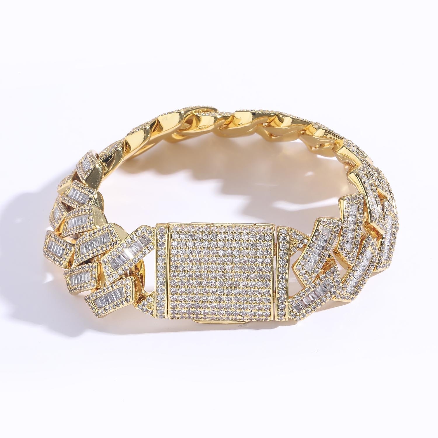 Hip hop Bracelet 20mm wide domineering square Moissaniteia diamond Cuban chain with exaggerated personality mens Bracelet moissanite