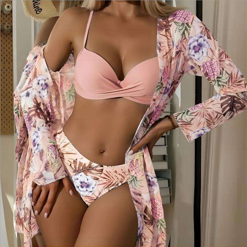 Wholesale split style suspender three-piece swimsuit for women in Europe and America, bikini 2025 new casual fashion trend clothing