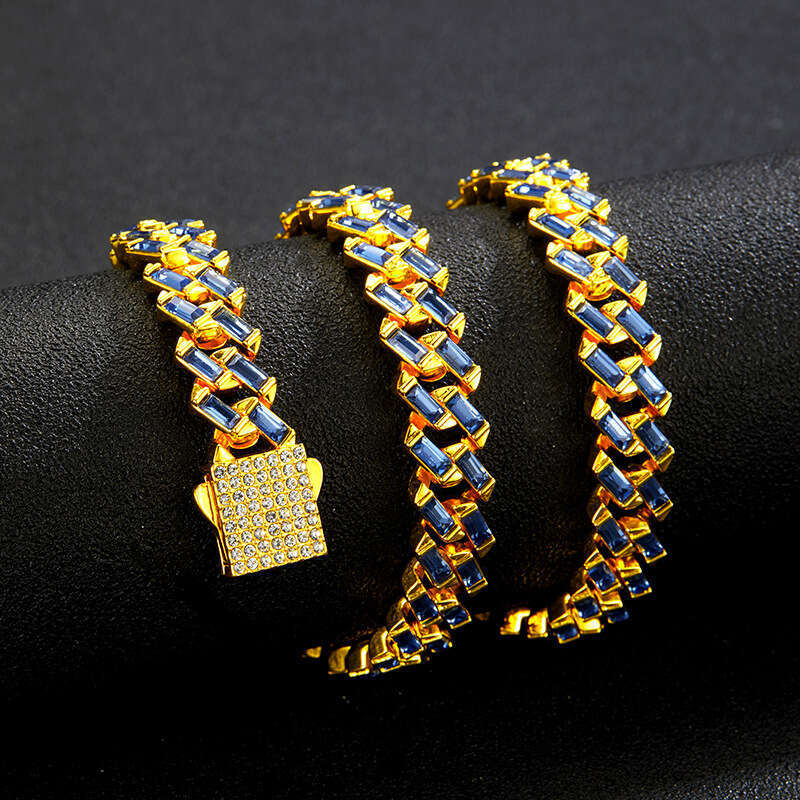 Hip Hop Jewelry 13mm Inlaid Dia Fashion Cuban Couple Sweater Chain Pendant Accessories