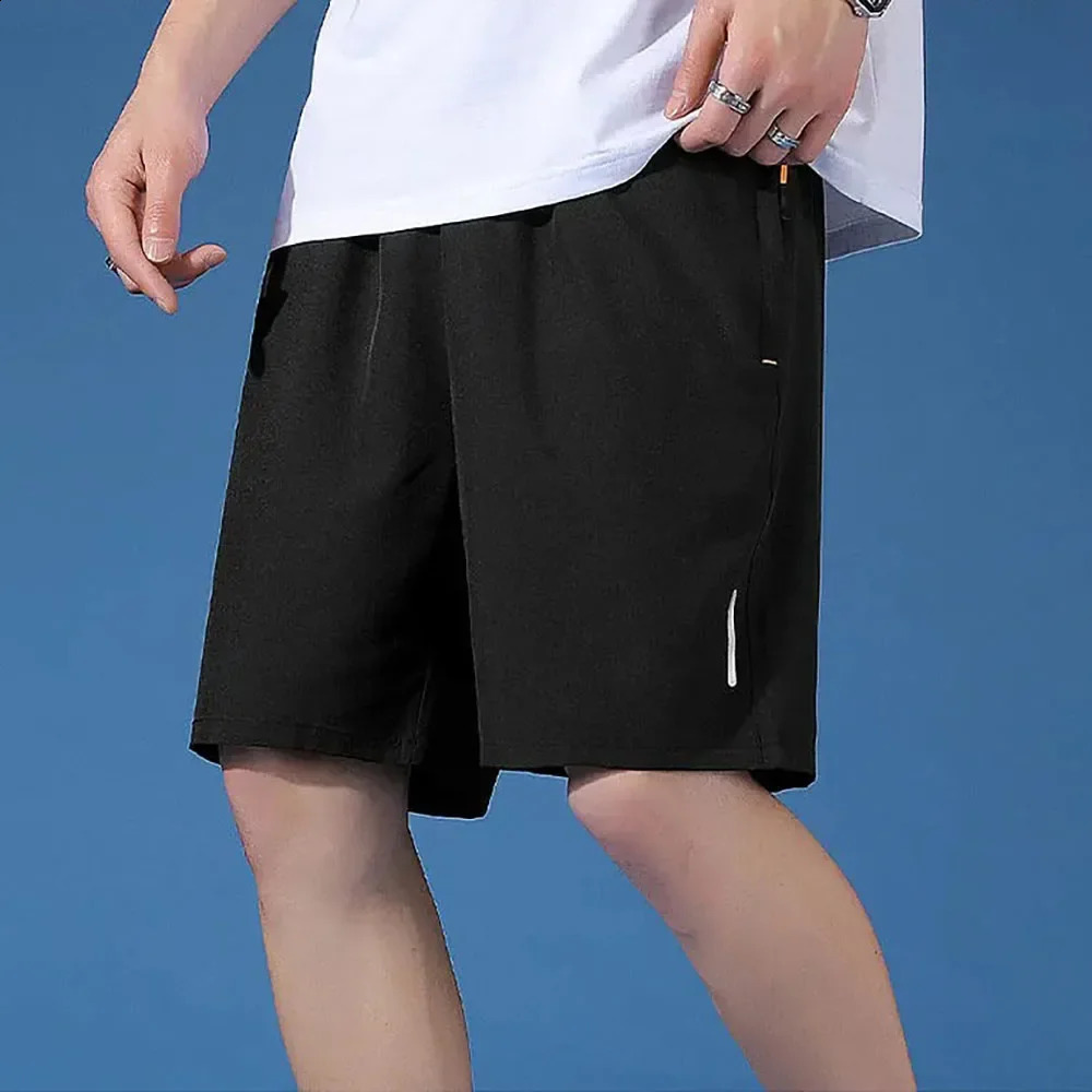Mens Ice Silk Quick Dry Shorts Reflective Stripes Gym Sports Casual Short Pants Lightweight Breathable Cool Feeling Shorts 250530
