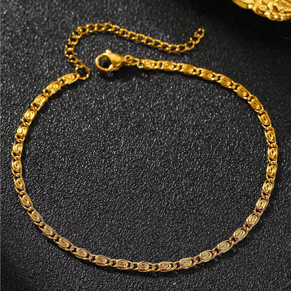 FTCY Stainless Steel Chain Bracelet for Women Gold Color Lightweight Womens Bracelet Foot Ankle Jewelry Accessories 250528