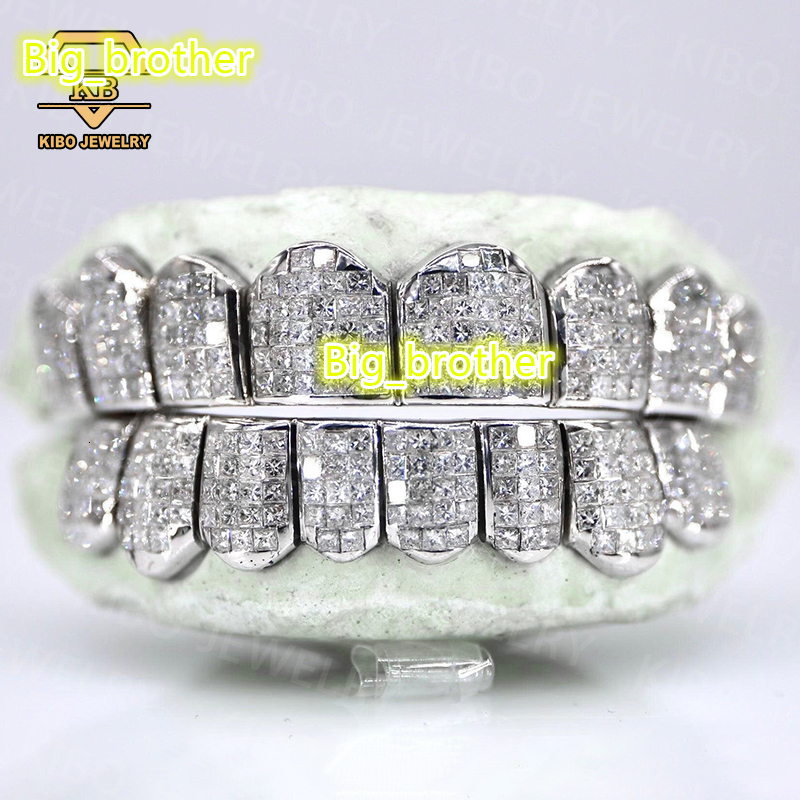 Invisible Set Princess Cut Emerald Cut Vvs1 Diamond Grillz Hight Quality Moissanite Diamond Grillz