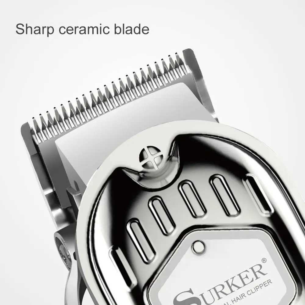Surker Cordless Barber Hair Clipper Professional Hair Trimmer for Men All Metal Electric Hair Cutter Gold Machine Haircut Pivot S2562