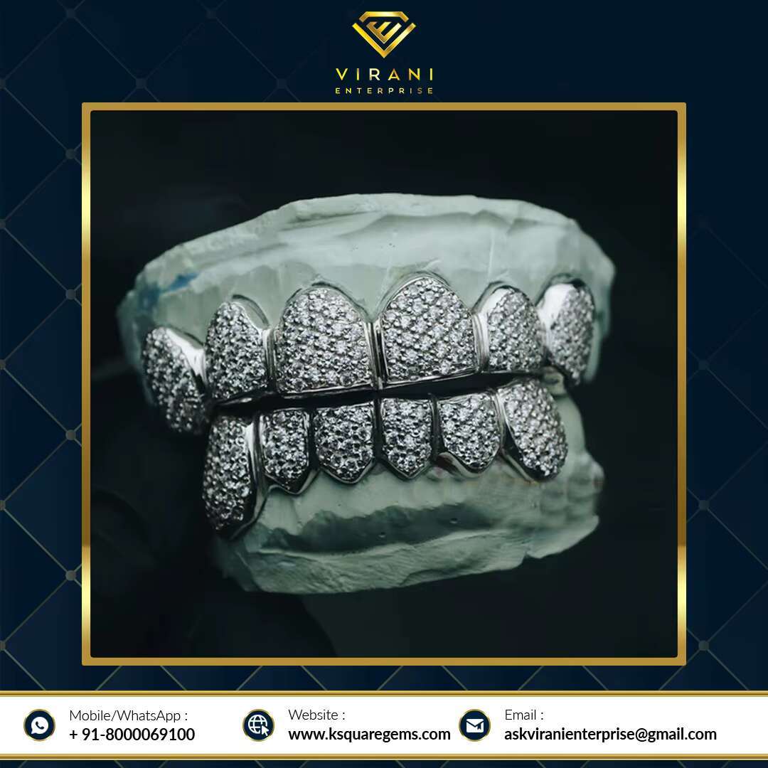 Latest Arrival of Diamond Studded Gold and Silver Metal Teeth Grills Available for Men and Women for Bulk Purchasers