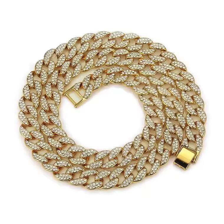 Popular men's 15mm hip-hop Cuban necklace with real gold plating