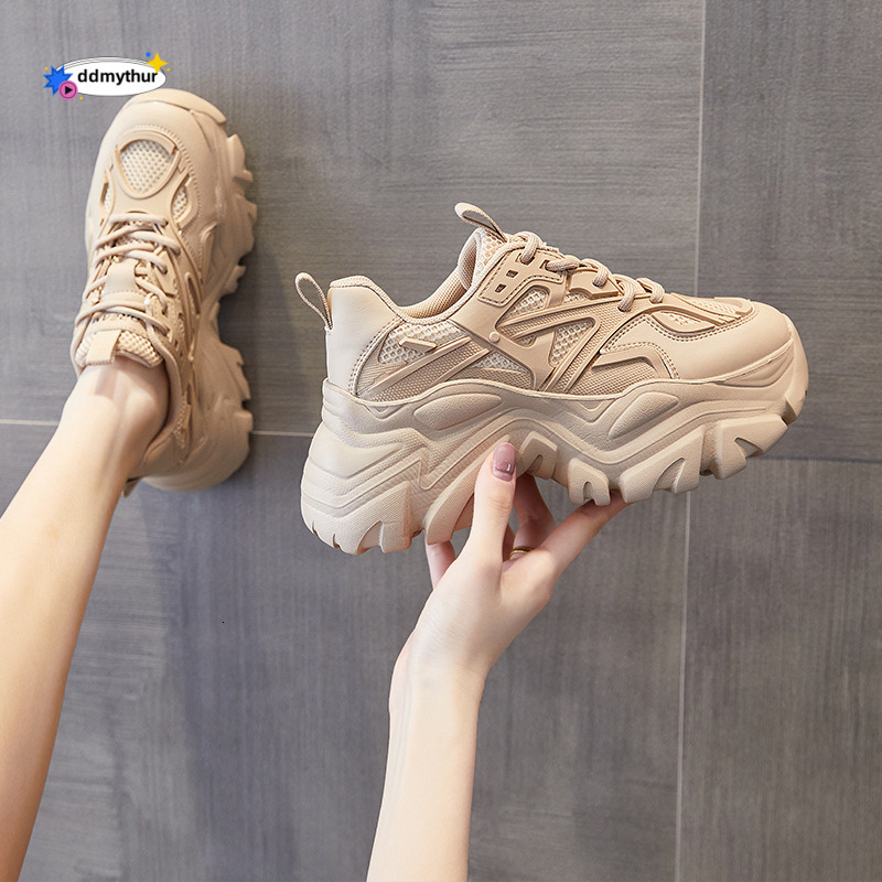 European Style Dad Sneakers for Women Summer 2025 New Thick Sole Height Increasing Versatile Ins Breathable Casual Sports Shoes ddmythur