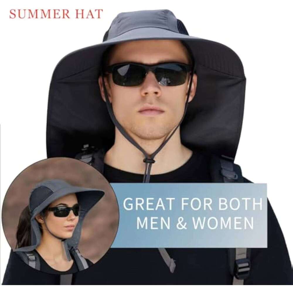 Wholesale Custom UPF 50+ Wide Brim String Bucket Hat Sun Protection Fisherman Style with Neck Flap for Daily Use