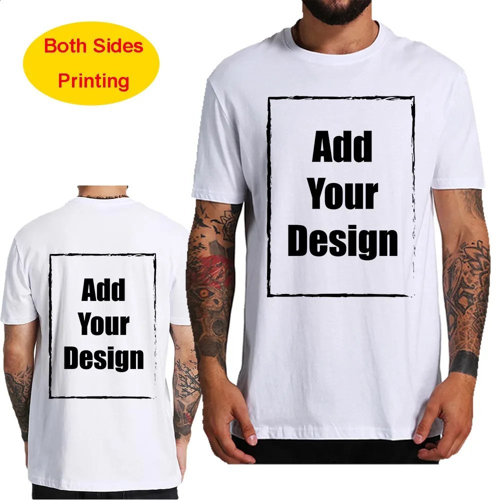 Custom T Shirt for Men Front Back Print Make Your n Text Gift Tshirt 100% Cotton Made in US 250530