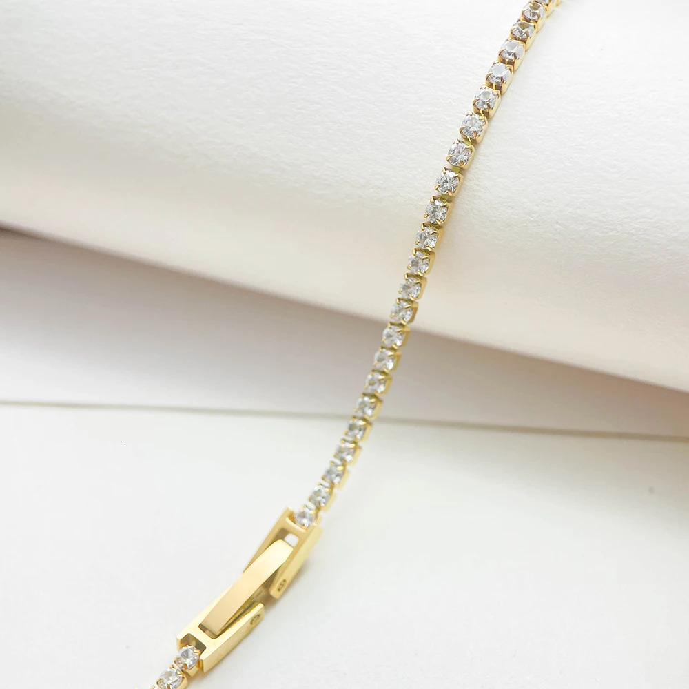 2mm 13cm151719cm Cluster CZ Link Chain Tennis Bracelets For Women Girls Friendship Jewelry Stainless Steel Pulsera Bracciali 250528