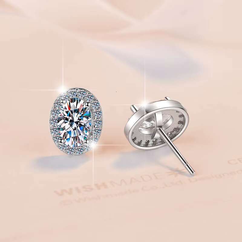 Gorgeous Aesthetic Withe GRA Certified VVs1 D Color VVS1 Oval Diamond Moissanite 925 Sterling Silver Earrings