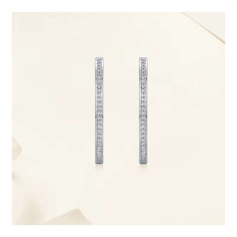 Fast Delivery 925 Sterling Silver Moissanite Hoop Earrings for Women 1.2mm VVS Clarity Pave Set Moissanite