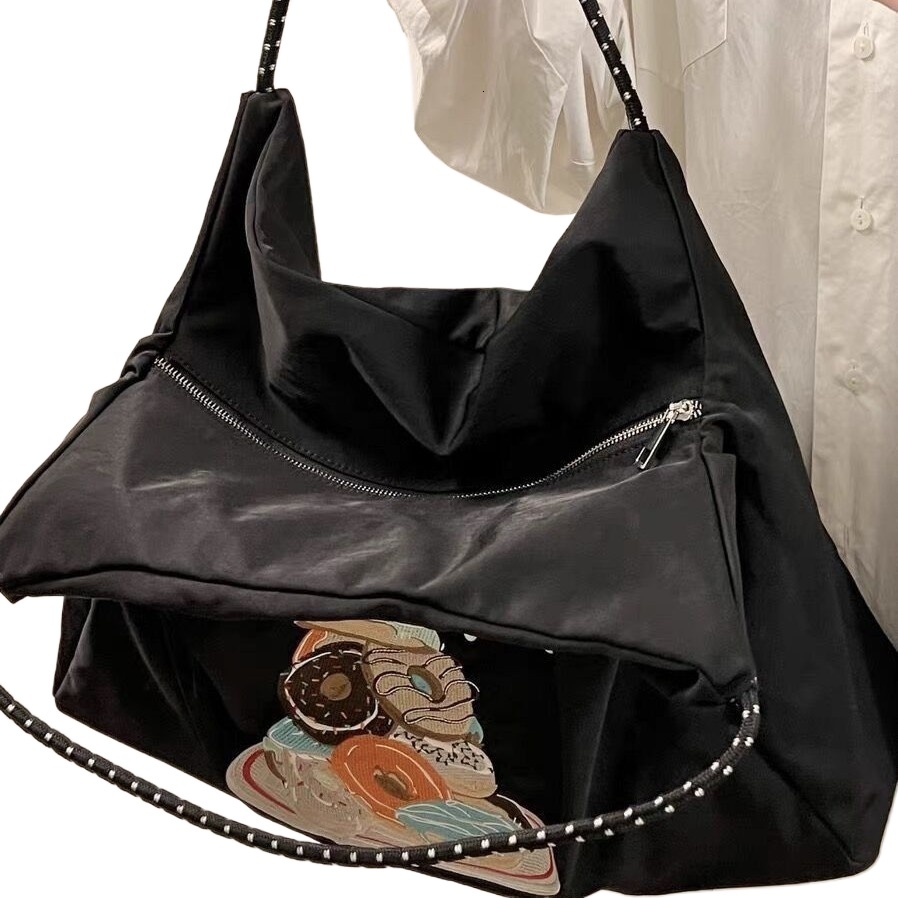 designer Japanese Style Niche Sweet Donut Tote Bag for Women New Large Capacity Nylon Handbag for Class Commuting Casual Bag for Women