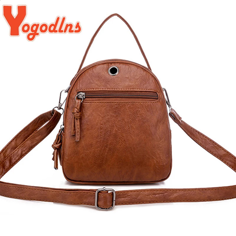 Yogodlns Vintage Small Shoulder Bag Women Soft PU Leather Crossbody Bag Multifunction Messenger Bag Casual Lady Handbag Bolso 250526