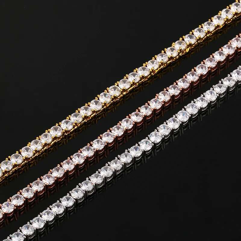 iceoutbox 3mm 4mm 5mm 8mm tennis chain bling aaa zircon 1 row tennis necklace copper men hip hop jewelry 1630inch dropshipping