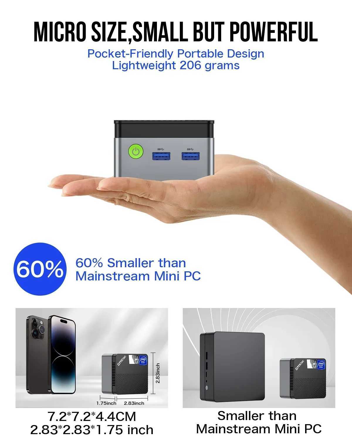 GMKtec G5 n97 mini pc Intel 12th N97 Windows 11 Pro Desktop DDR5 4800MT/s M.2 2242 SATA WiFi5 BT4.2 Protable diy gaming computer X250602