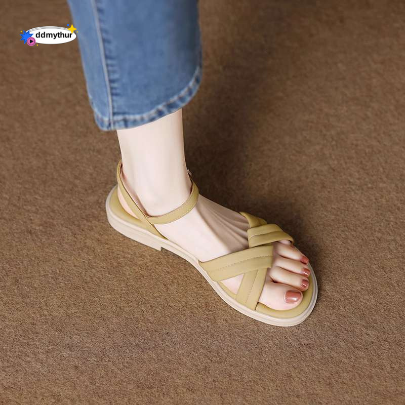 Stunning Soft Sole Sandals 2025 New Summer Outdoor Versatile Roman Style Comfortable Flat Shoes for Pregnant Women ddmythur