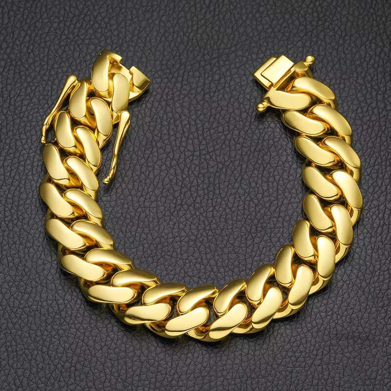 Cadena Cubana Para Hombres Hiphop Jewelry 8/10/12/14mm Gold Plated Heavy Solid Miami Cuban Link Chain Necklace