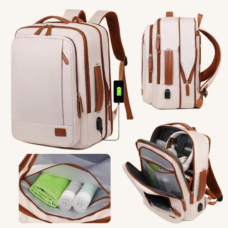 Travel Backpack 42x31x12CM Cabin Plane Waterproof Expandable Weekender Laptop With USB Port Ryanair Carry-On Women Men Backpack 250530