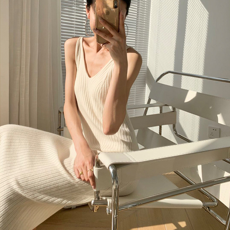 HM125 Ladies vest dress cross-border backless dress sleeveless V-neck long dress