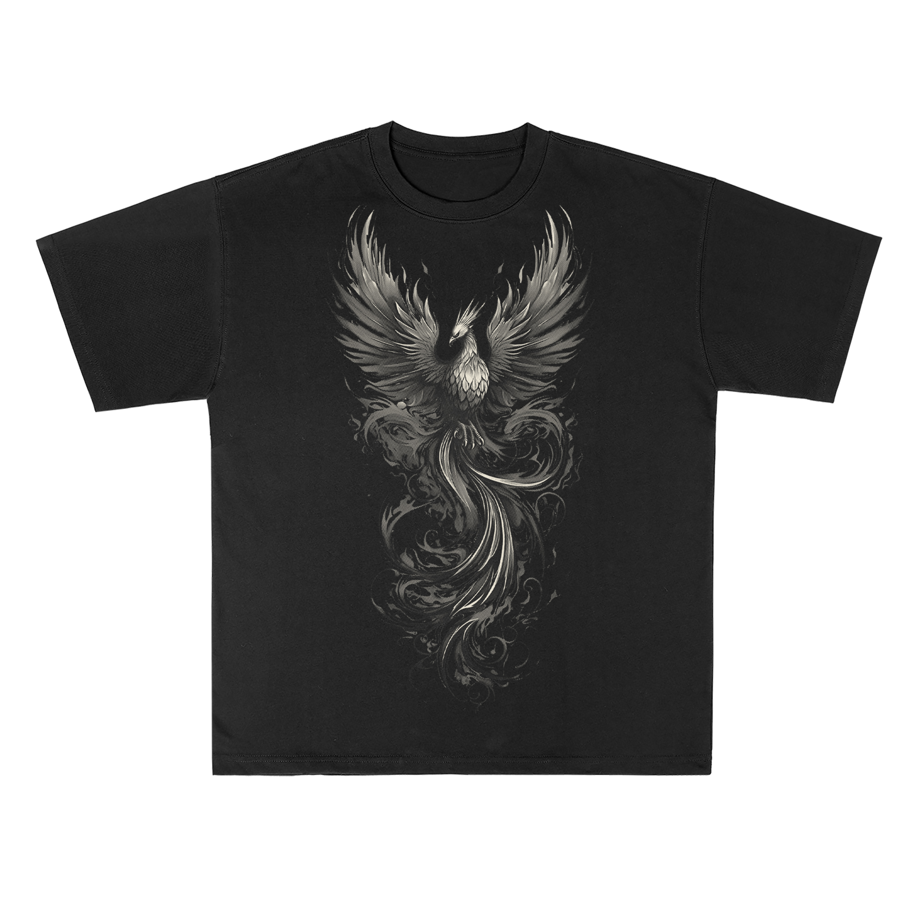 T-shirt men's top designer cotton T-shirt silvery phoenix short sleeved clothing high-quality fashionable T-shirt