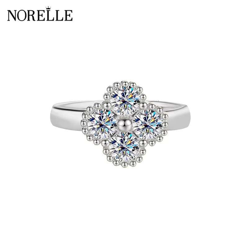 Wholesale Low Moq Trendy 4mm Moissanite Lucky Clover Ring Fine Jewelry Rings for Women Sparkling Sterling Silver Passes Diamond
