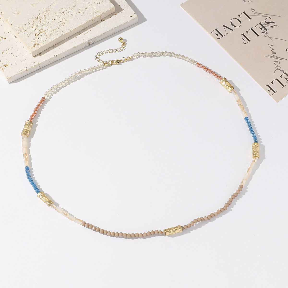 Crystal pearl bead necklace, women's high-end sense, simple collarbone chain