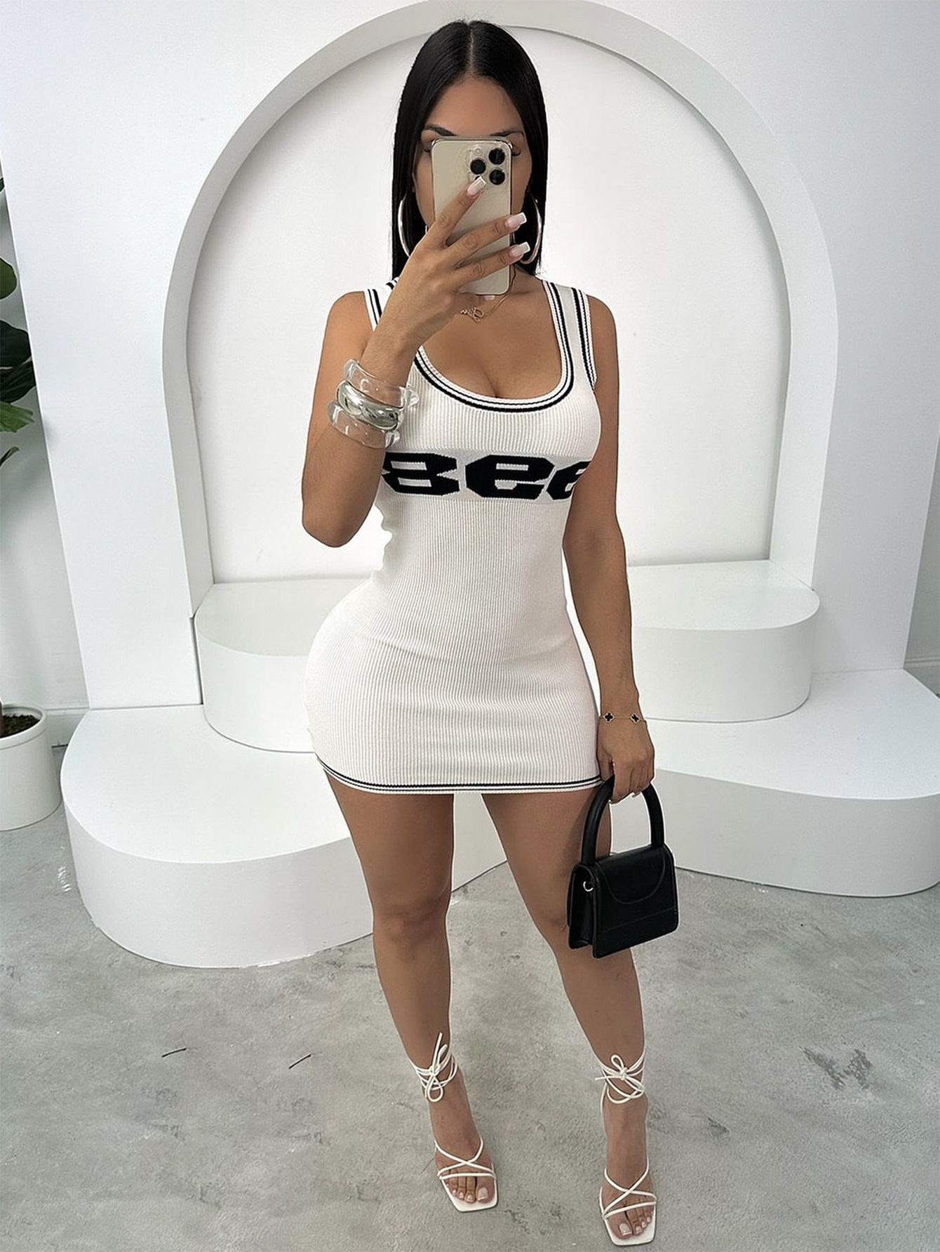 Designer T Shirt Summer New European And American Style Sporty Sexy Street Knitted Tight Letter Low Cut Dress Women S Fashion Essentials Summer Dress