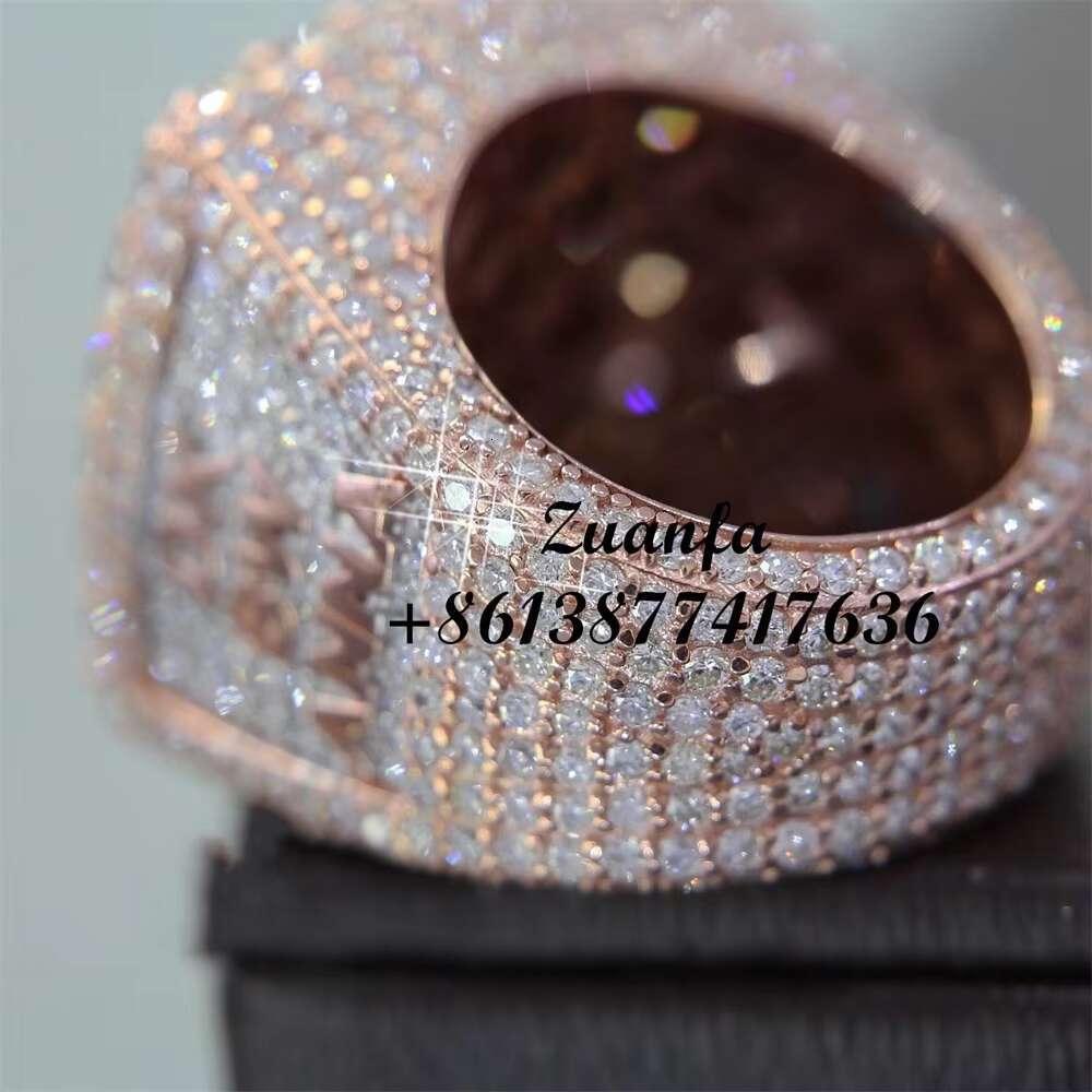 Custom Hip Hop Jewelry DIY Championship Style Diamond Ring Silver Rose Gold Plated VVS Moissanite Men Gold Plated Ring