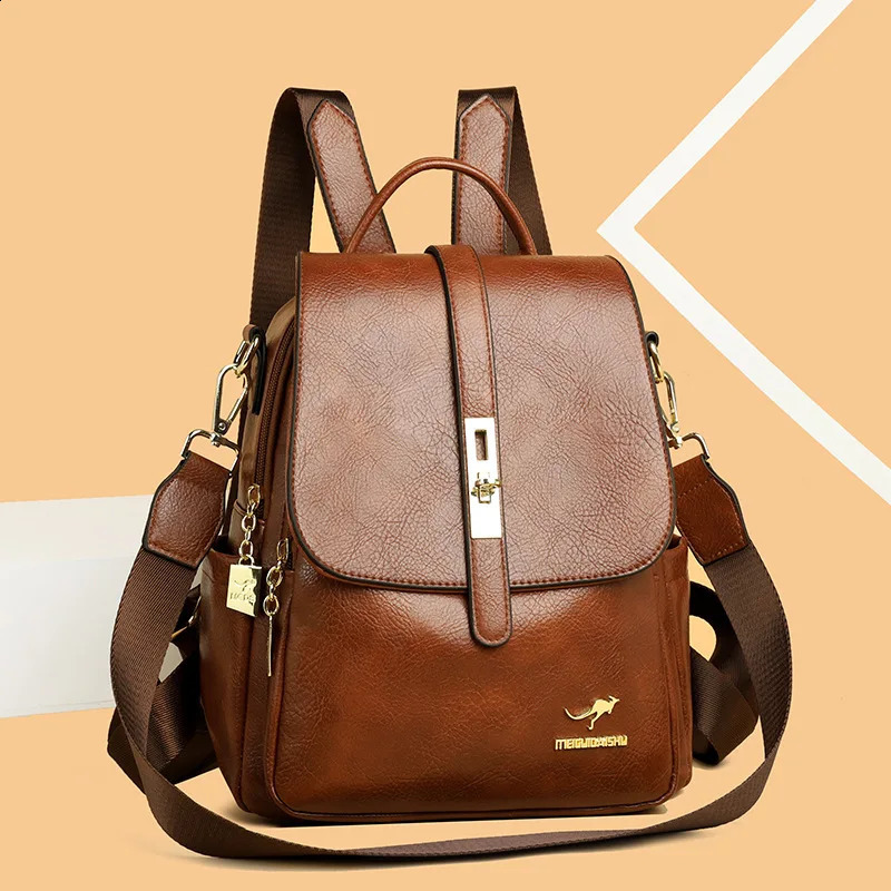 Genuine Leather Shoulder Bag Female Fashion Ladies Backpack Hundred Large Capacity Single Shoulder Bag 250526