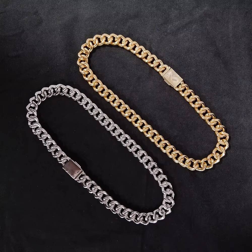 14mm thick hip-hop boutique jewelry necklace, pure sier zircon chilled Miami Cuban chain necklace