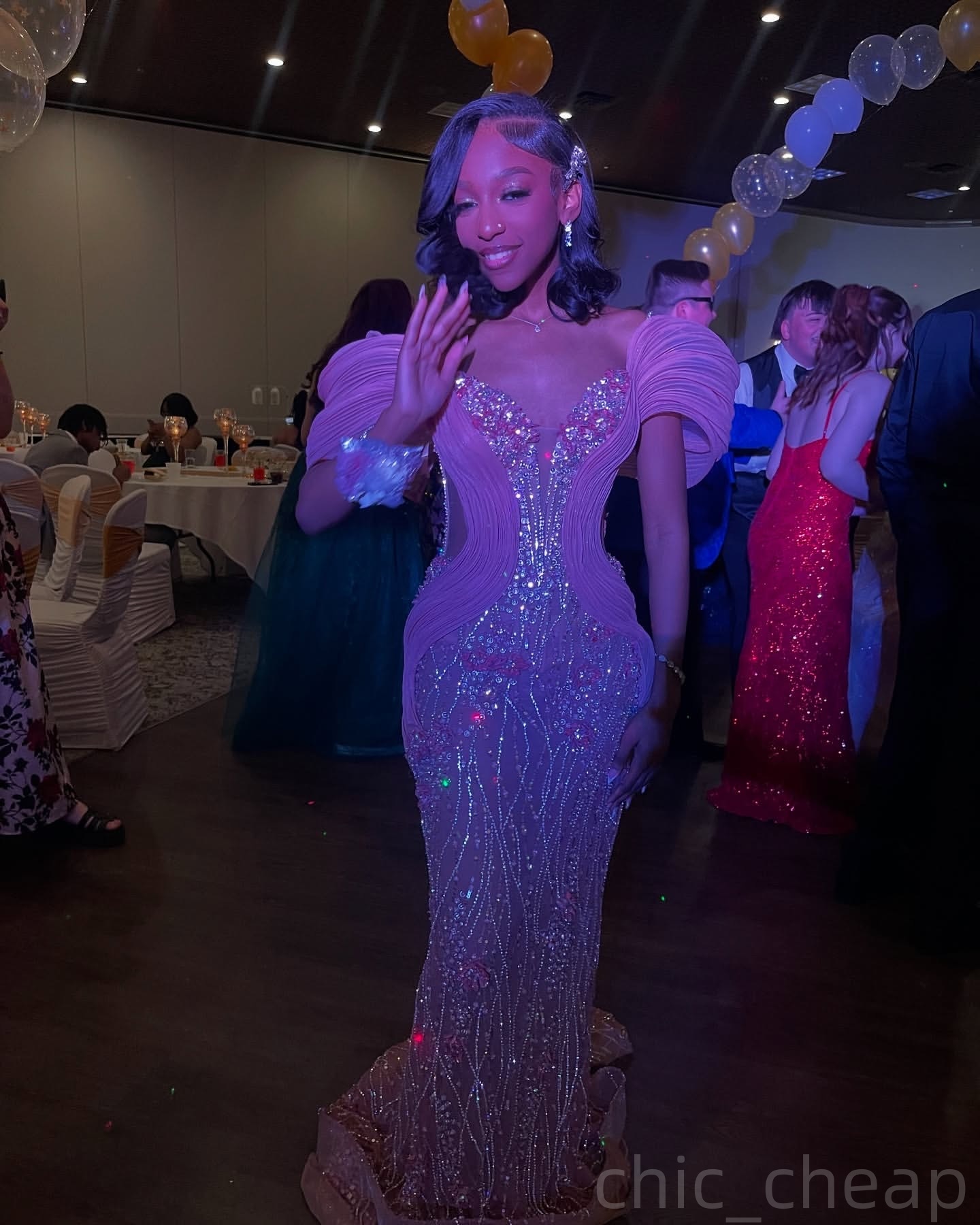 Pink Mermaid Prom Dresses 2025 Sequined Crystals Beaded Stylish Evening Formal Party Second Birthday Engagement Gowns Plus Size Dress For Special Occa