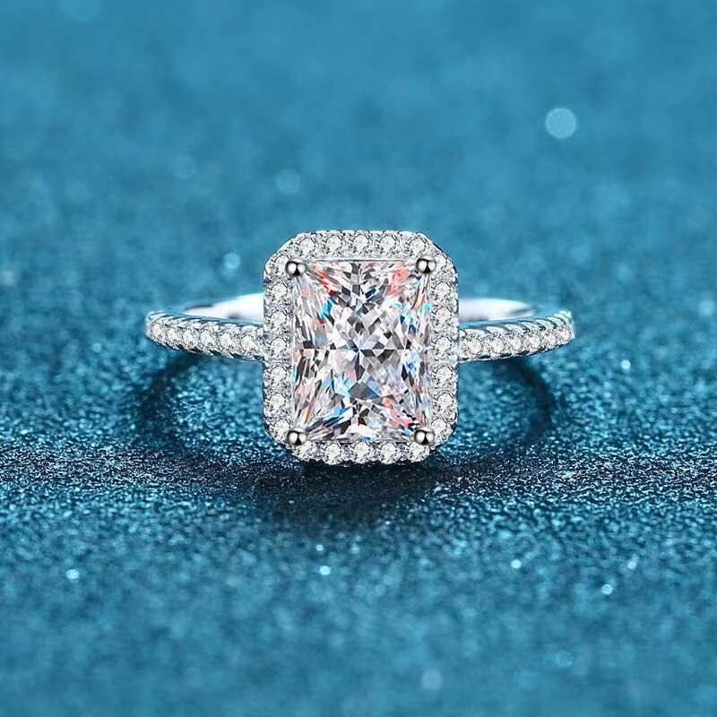 Luxury Wedding Ring Moissanite Diamond New 925 Sterling Silver Platinum Gold Ladies Engagement Ring